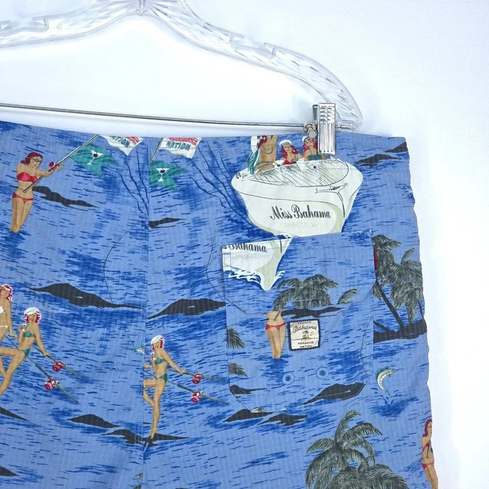 VTG 90s Tommy Bahama Swim Shorts Trunks Medium Paradise Nation Lined Tropical